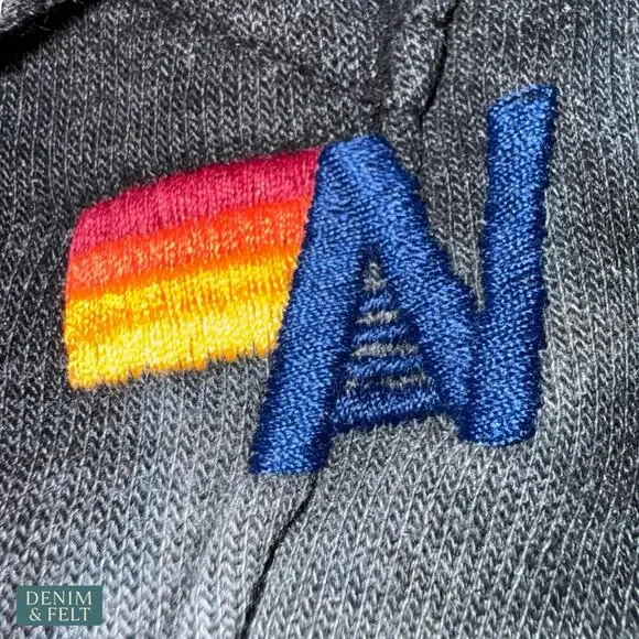 Aviator Nation Hand Dyed Bolt Zip Hoodie Vintage Charcoal Lightning XS Lounge - Picture 8 of 9
